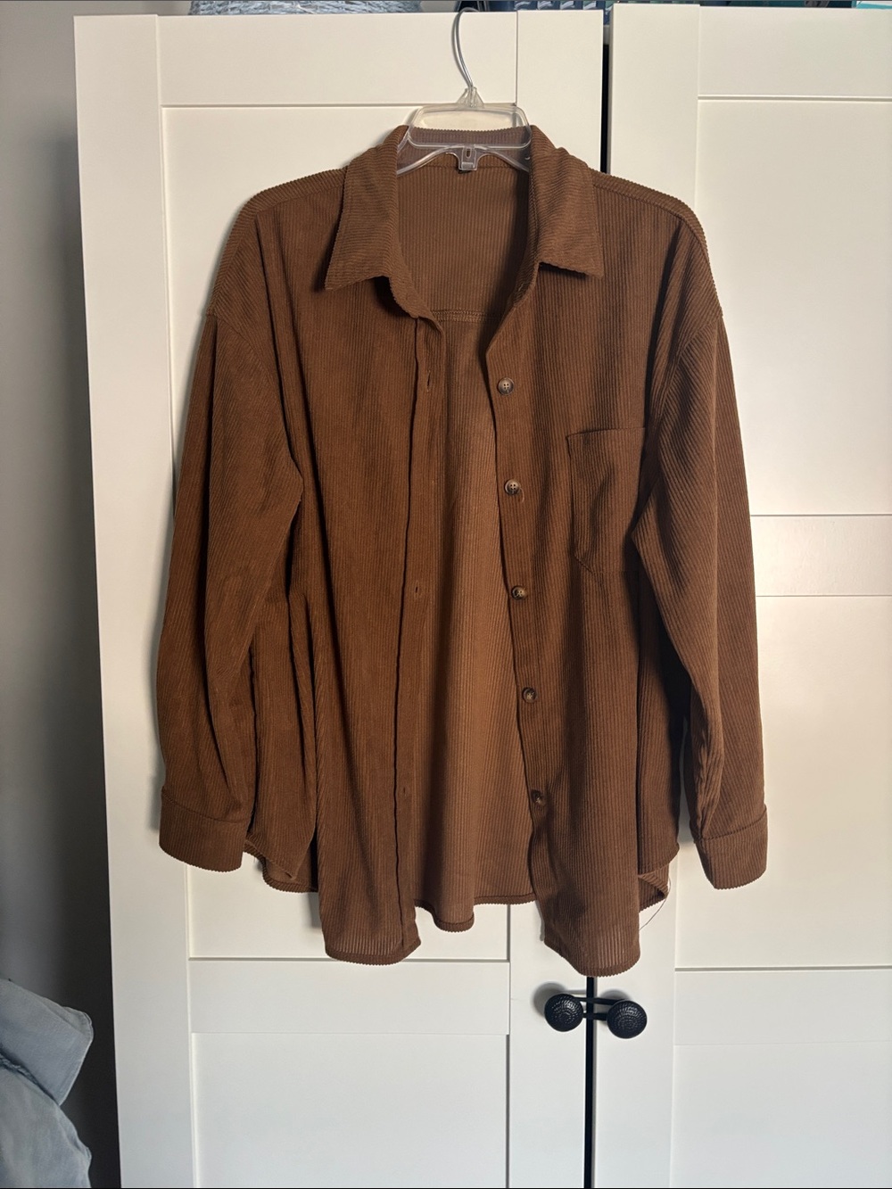 Brown Corduroy Button-Up Shirt Jacket